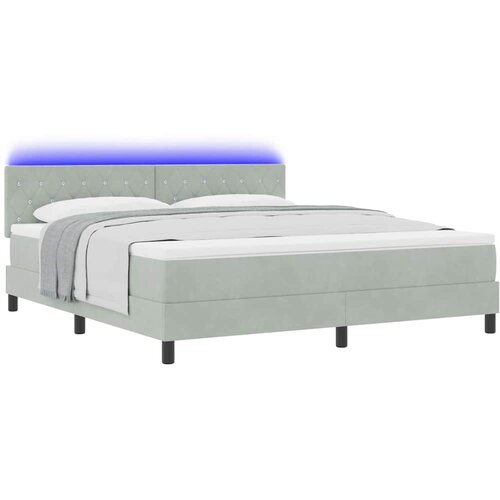  LED Box Spring Krevet Svijetlo siva 180 x 200 cm Bar&amp;scaron;un Slike