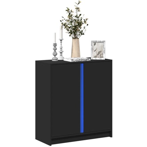 vidaXL Komoda z LED črna 77x34x85 cm inženirski les Cene