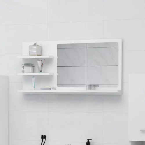 vidaXL Kopalniško ogledalo belo 90x10,5x45 cm iverna plošča