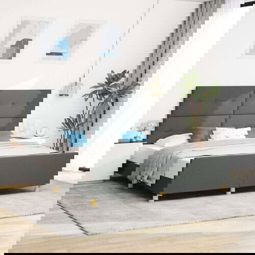  Krevet Siva 180x200 cm Tkanina Slike