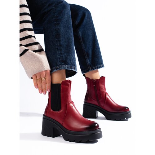 DASZYŃSKI Women's red Chelsea boots Daszyński Slike