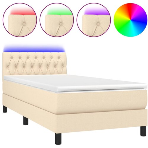 Maison Chic Box spring postelja - Vzmetna postelja z vzmetnico LED krem 100x200 cm blago SL2626, (21900363) Slike