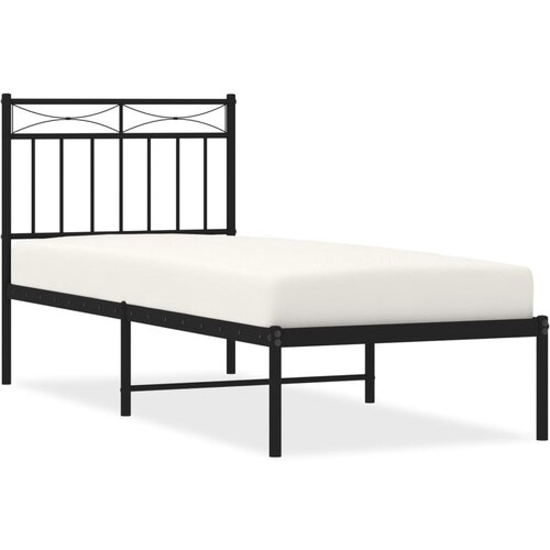 Maison Chic Kovinski Posteljni okvir - Enojna postelja - Postelja za odrasle z vzglavjem črn 75x190 cm, (21694125) Slike