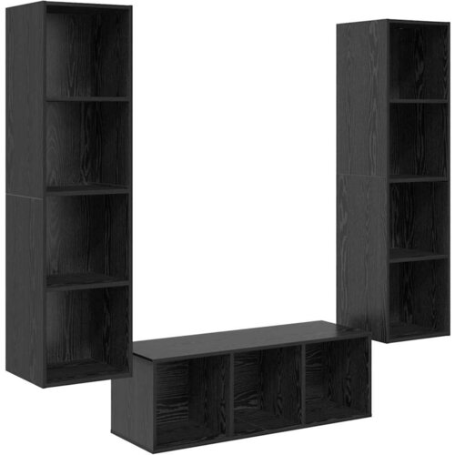 vidaXL Komplet TV omaric 3 pcs Črna Orehovina Konstruiran les, (5000132290) Cene