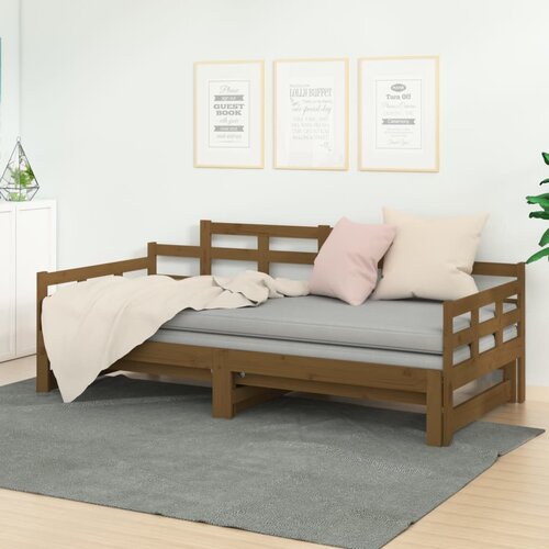 The Living Store Izvlečna dnevna postelja medeno rjava borovina 2x(90x200) cm - Dnevna Postelja, (21508821) Slike