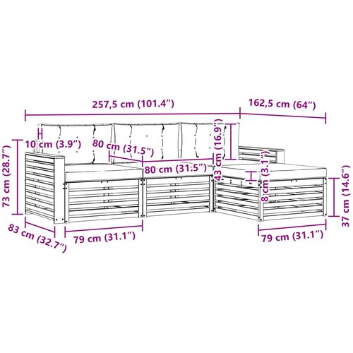  Set vanjskih sofa Prirodna i antracit 257,5 x 162,5 x 73 cm Slike