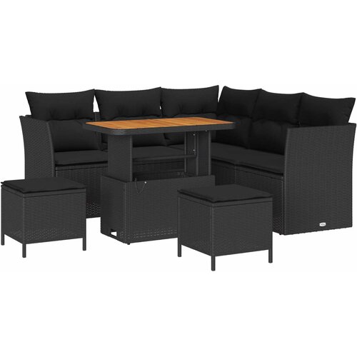  Sjedeća garnitura za vrt 8 kom. Crna poliratan 90 x 55 x 71 cm Slike