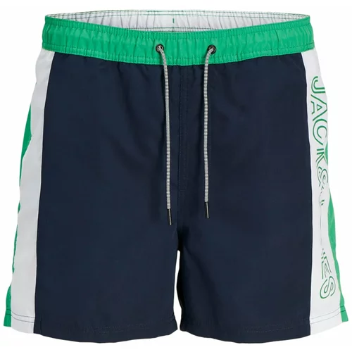 Jack & Jones Kupaće hlače 'FIJI' mornarsko plava / travnato zelena / bijela