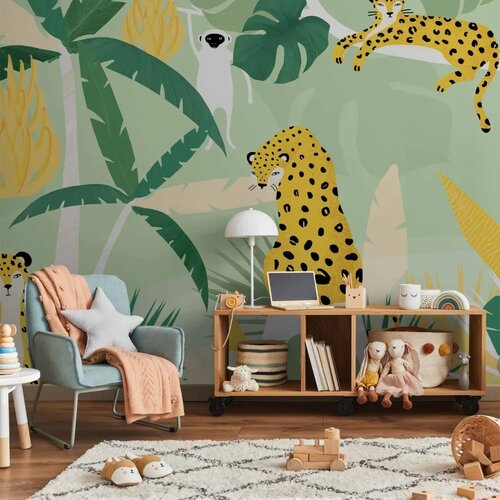  Foto tapeta - Cheetahs in the jungle - landscape with animals in the tropics for children 300x210 Vodootporna Cene