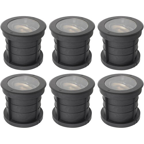 QAZQA Set van 6 dimbare buiten grondspots zwart IP65 incl LED - Delux Honey Slike