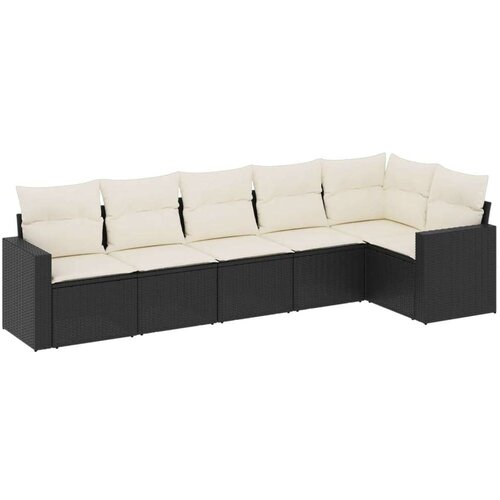 VidaXL 6-dijelni set vrtnih sofa s jastucima crni od poliratana Slike