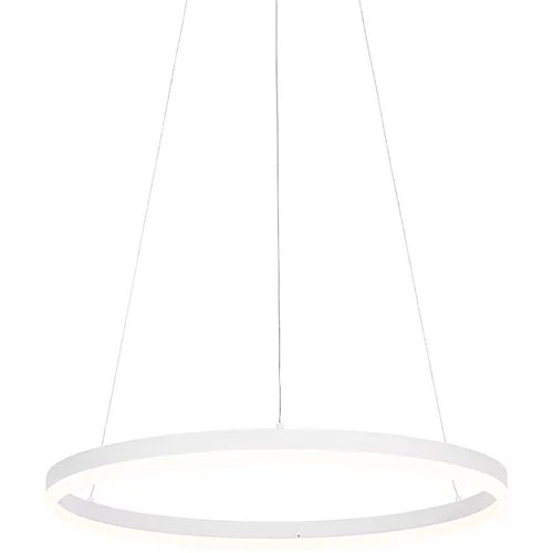 QAZQA Dizajnerska viseča svetilka bela 60 cm z LED 3-stopenjsko zatemnitvijo - Anello