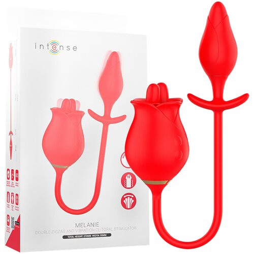 Intense Melanie - 2v1 gibljivi jezični klitoralni vibrator (rdeča) Cene