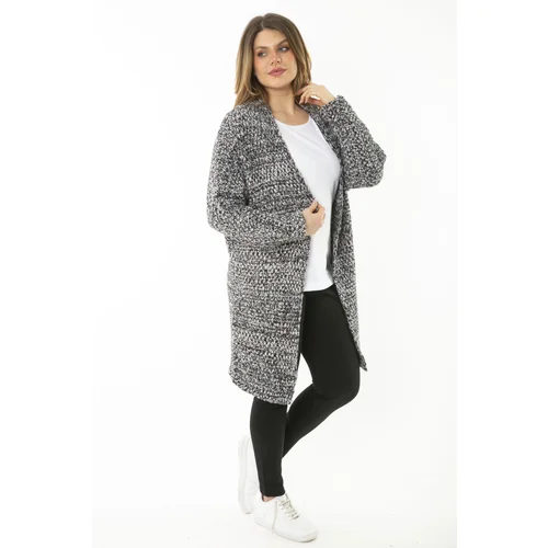 Şans Women's Plus Size Colorful Thick Knitwear Cardigan