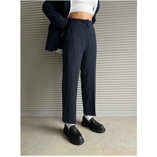 Laluvia Navy Blue Stripe Detailed Trousers Slike