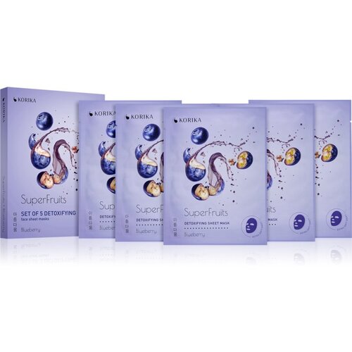 KORIKA SuperFruits Blueberry - Set of 5 Detoxifying Face Sheet Masks set maski za lice ima povoljniju cijenu Blueberry (s detoksikacijskim učinkom) Cijene