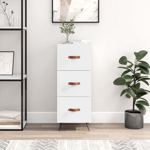 VidaXL Komoda sjajna bijela 34 5 x 34 x 90 cm od konstruiranog drva Slike