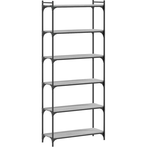 VidaXL Knjižna omara 6-nadstropna siva sonoma 80x30x188 cm inž. les, (20978277) Slike