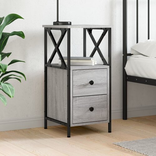 VidaXL Nočna omarica siva sonoma 34x35,5x70 cm inženirski les Slike