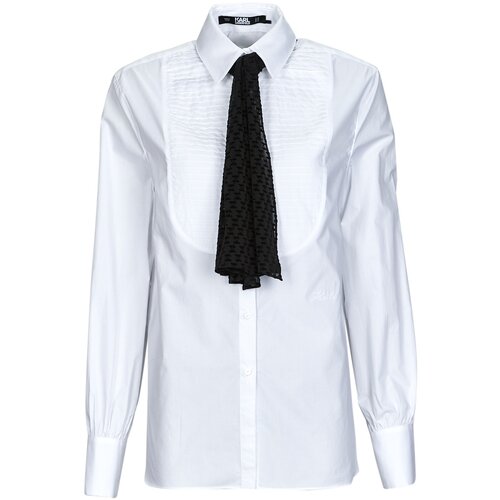 Karl Lagerfeld BIB SHIRT W/ MONOGRAM NECKTIE Bijela Cijene