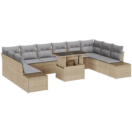 VidaXL set vrtnega kavča 11 kosov bež rjava siva, (22065112) Slike