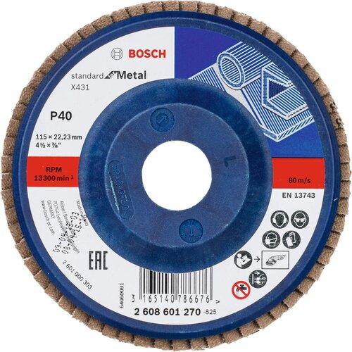 Bosch lamelni brusni disk X431, Standard for Metal 115 mm, 22,23 mm, 40 - 2608601270 Cene