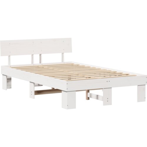 VidaXL Konstrukcija postelje Bela 120 x 190 cm Masivno borovo les Slike