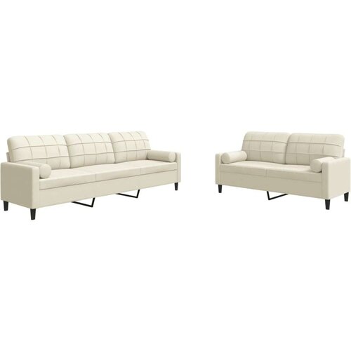 VidaXL 2-dijelni set sofa s jastucima krem bar&amp;scaron;unasti Slike