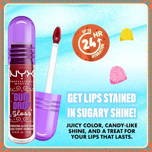 NYX Professional Makeup Gingerbaddie Land Gum Drop sijaj za ustnice odtenek 03 Cranberry Splash 1 kos Slike