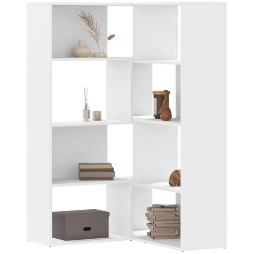  Kutni regal za knjige s 4 razine bijeli 85 x 85 x 140 cm drveni Cijene