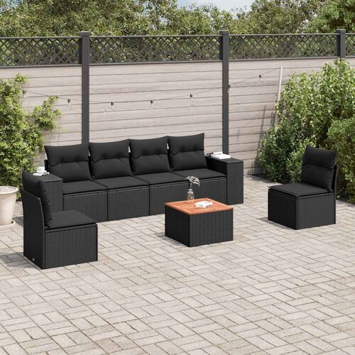  7-dijelni set vrtnih sofa od poliratana s jastucima crni Cijene