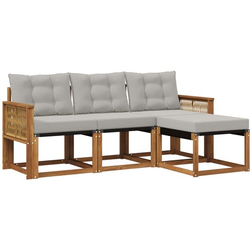 vidaXL Zunanja garnitura za sedenje 4 pcs Naravna in svetlo siva, (5000281910) Cene