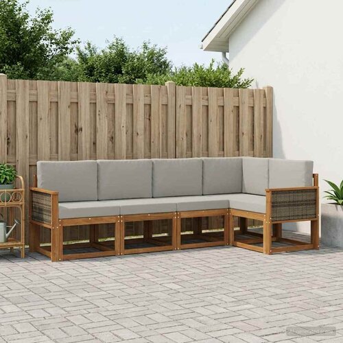  Set vanjskih sofa 5 kom. Prirodna i svjetlosiva Poliester Cene
