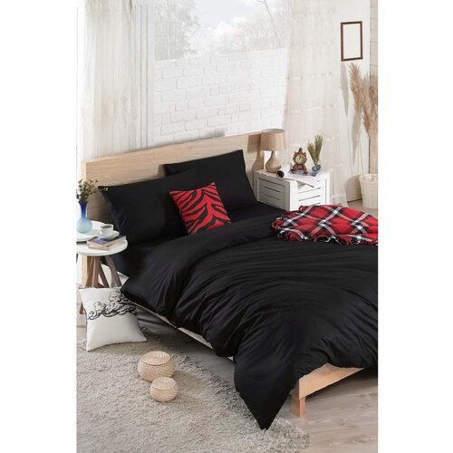 Alpina solid - black black king quilt cover set (fr) Slike