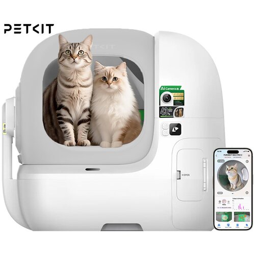 Petkit PUROBOT MAX PRO 2 pametno mačje strani&scaron;če, za vse velikosti, AI kamera + zdravje, 360&deg; za&scaron;čita, ShieldBase zasnova, Triple nadzor vonjav, tiho delovanje, WIFI, aplikacija, 66x60x54cm, sivo - - Bonajo Cene