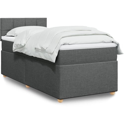 vidaXL Box spring postelja z vzmetnico temno siva 90x190 cm blago Cene