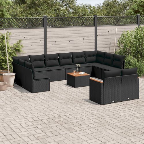 13-dijelni set vrtnih sofa s jastucima poliratan crni Cijene