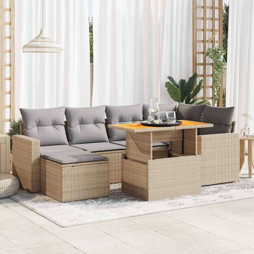 vidaXL 7-dijelni set vrtnih sofa od poliratana s jastucima bež Cijene