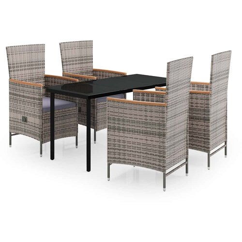 5-dijelni vrtni blagovaonski set s jastucima sivi Siva Dužina stola 140 cm Slike