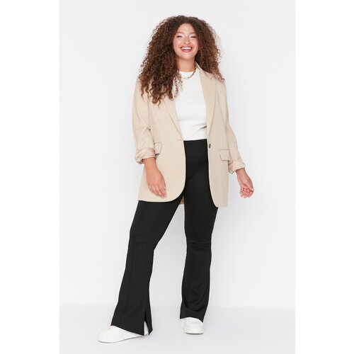 Trendyol Curve Black Spanish Leg Slit Detailed Knitted Trousers Slike