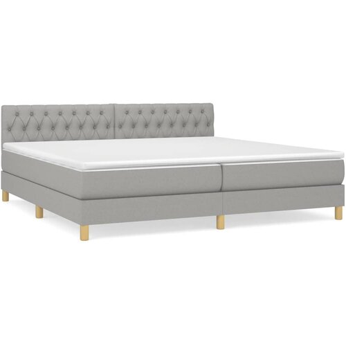  Krevet s oprugama i madracem svjetlosivi 200 x 200cm od tkanine Slike