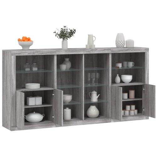  The Living Store Komoda z LED lučkami siva sonoma 202x37x100 cm - Komoda, (21442397) Cene