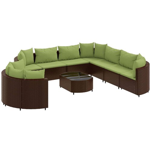 vidaXL 10-dijelni set vrtnih sofa od poliratana s jastucima smeđi Cijene
