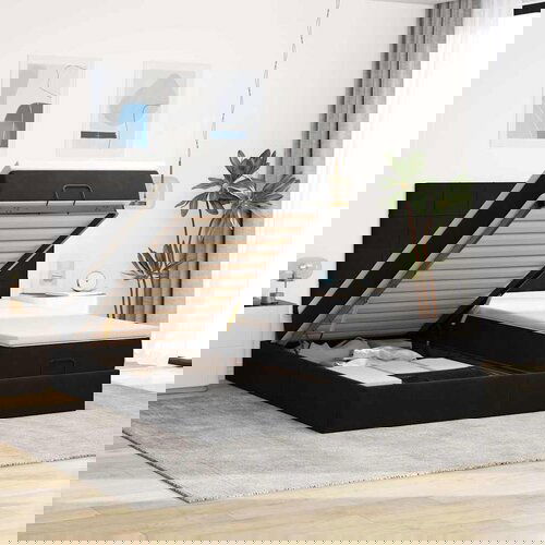 VidaXL Otomanski okvir kreveta s madracima crni 180x200cm bar&amp;scaron;unasti Slike