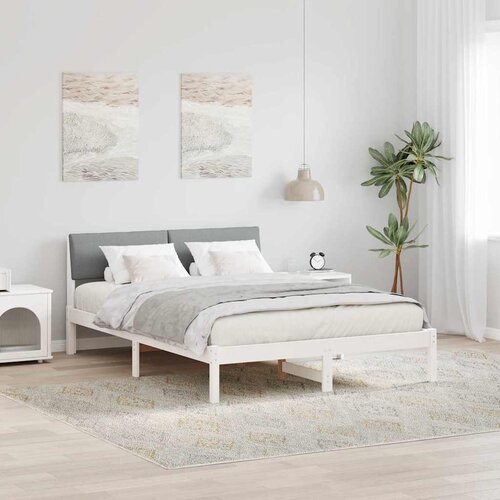  Okvir kreveta s uzglavljem Bijela i svijetlosiva 135 x 190 cm Cijene