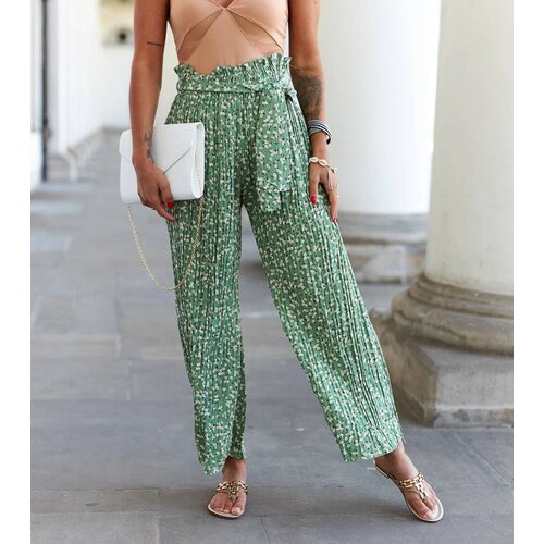 Gemre Green wide pleated trousers Berbenno Slike