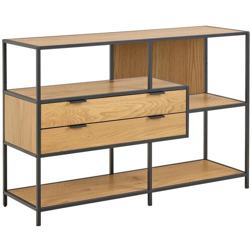 Livetastic Crna/u prirodnoj boji biblioteka u dekoru hrasta 114x78x35 cm Seaford – Cijene