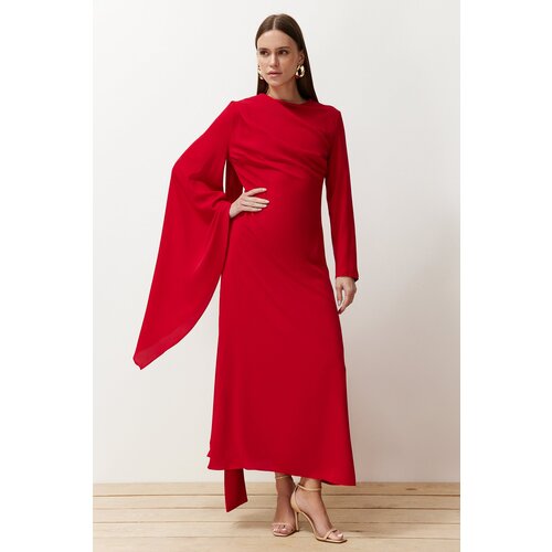 Trendyol Khaki Shawl Detailed Evening Dress Slike