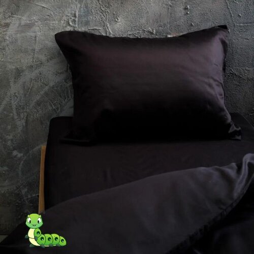 Gusenica posteljina pamučni saten crna - 200x200 Slike
