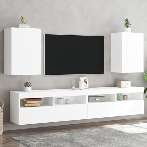  The Living Store Stenske TV omarice 2 kosa bele 40,5x30x60 cm inženirski les - TV Stenska Omarica, (21499100) Slike